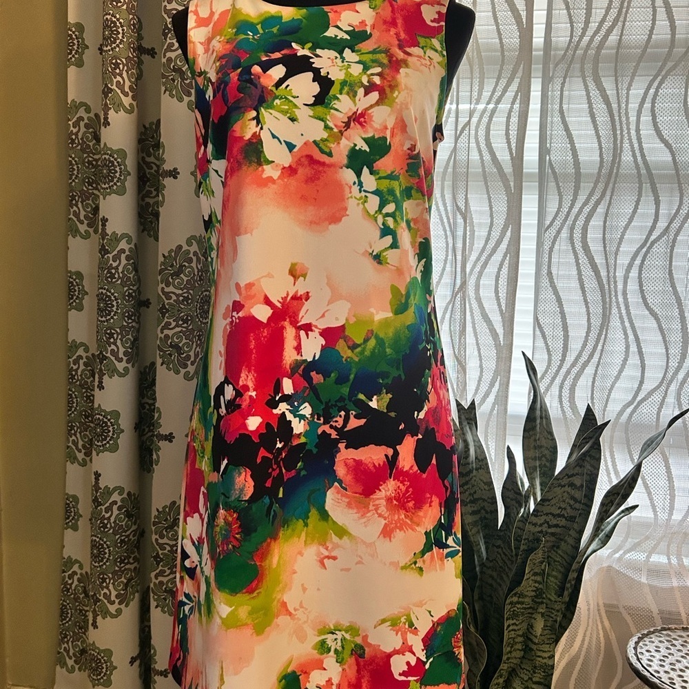 Worthington Floral Multicolor Sleeveless Dress Sz S nwot #002